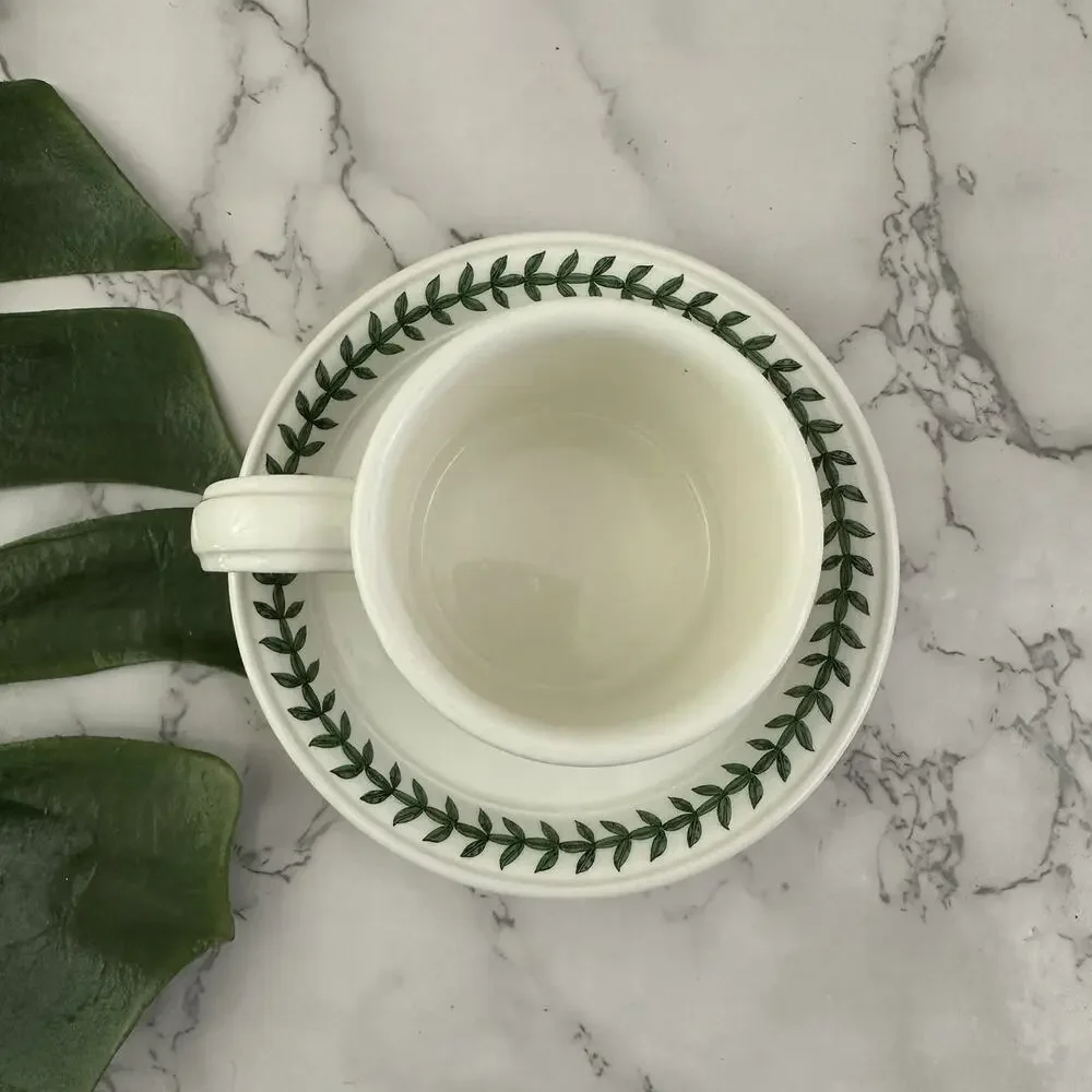 Portmeirion Botanic Garden Drum Tea Cup and Saucer Set Rhododendron Floral